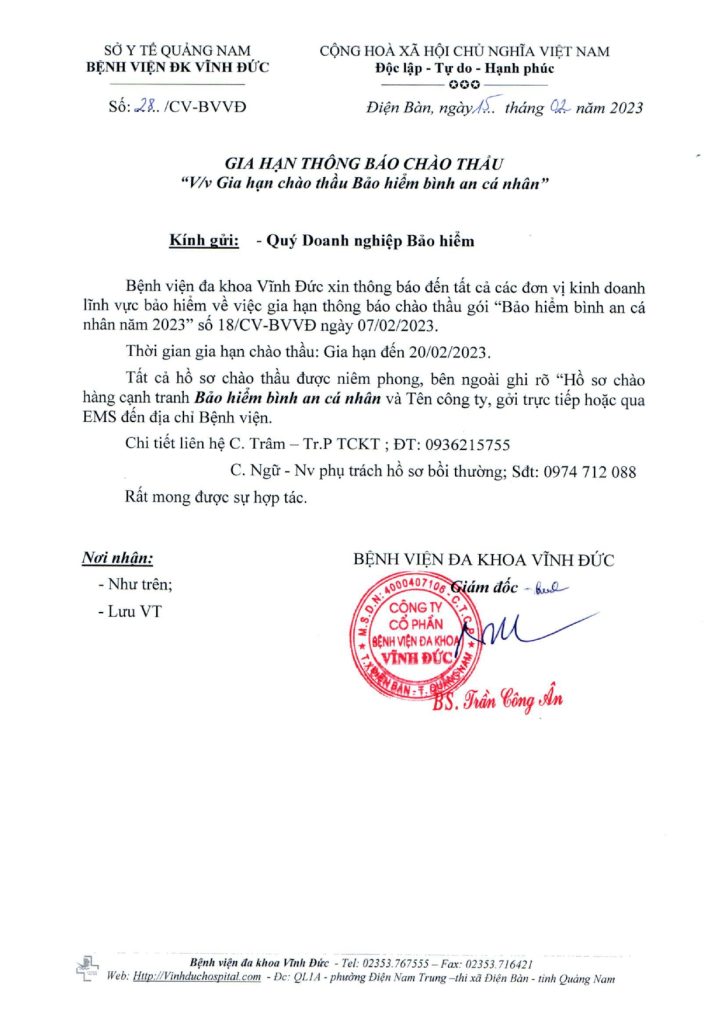 BỆNH VIỆN ĐA KHOA VĨNH ĐỨC