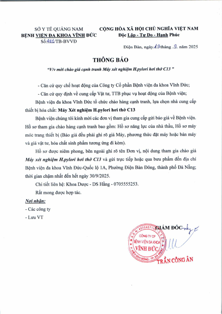BỆNH VIỆN ĐA KHOA VĨNH ĐỨC