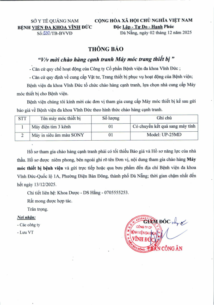 BỆNH VIỆN ĐA KHOA VĨNH ĐỨC