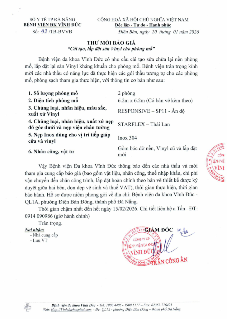 BỆNH VIỆN ĐA KHOA VĨNH ĐỨC