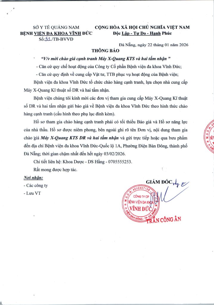 BỆNH VIỆN ĐA KHOA VĨNH ĐỨC