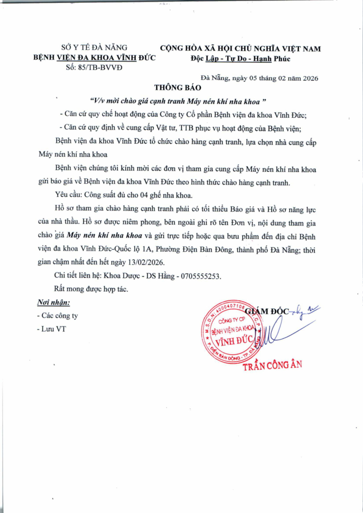 BỆNH VIỆN ĐA KHOA VĨNH ĐỨC