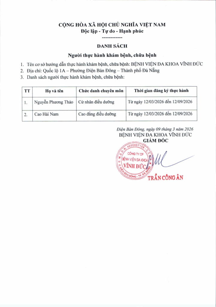 BỆNH VIỆN ĐA KHOA VĨNH ĐỨC