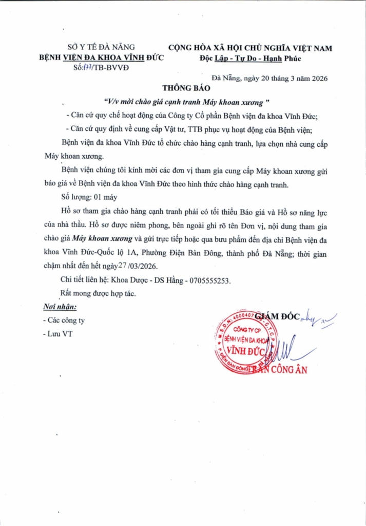 BỆNH VIỆN ĐA KHOA VĨNH ĐỨC