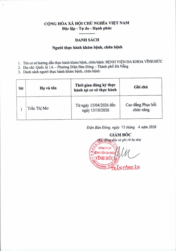 BỆNH VIỆN ĐA KHOA VĨNH ĐỨC