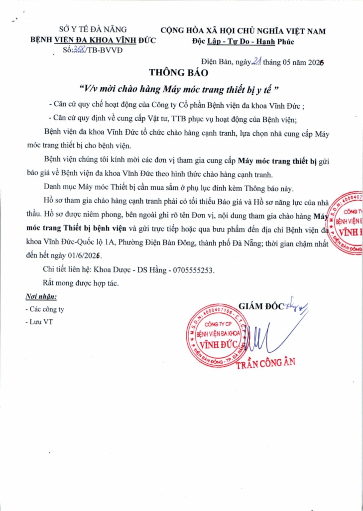 BỆNH VIỆN ĐA KHOA VĨNH ĐỨC