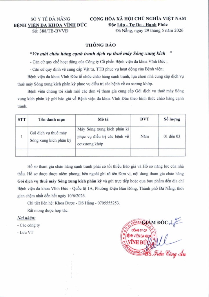 BỆNH VIỆN ĐA KHOA VĨNH ĐỨC
