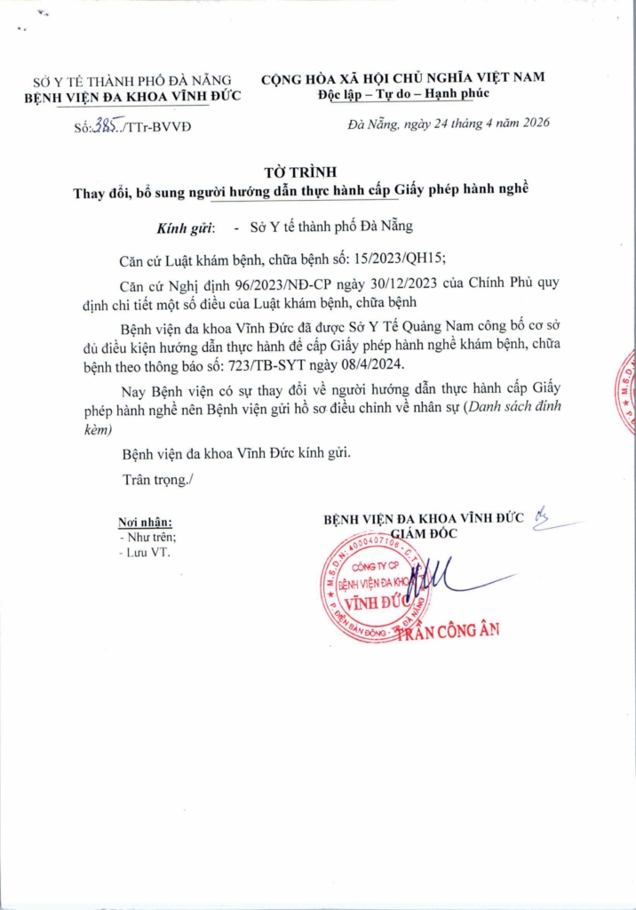 BỆNH VIỆN ĐA KHOA VĨNH ĐỨC