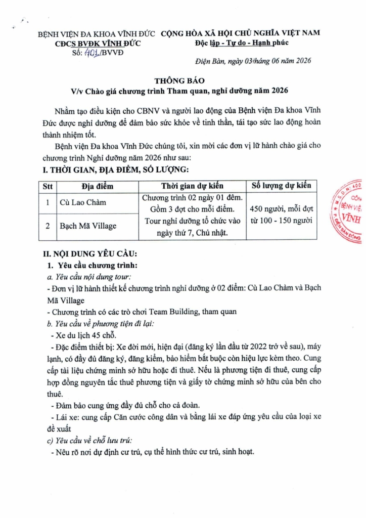 BỆNH VIỆN ĐA KHOA VĨNH ĐỨC