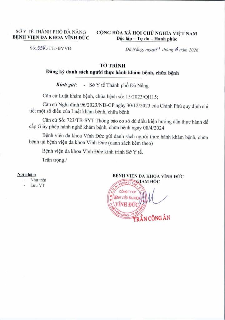 BỆNH VIỆN ĐA KHOA VĨNH ĐỨC