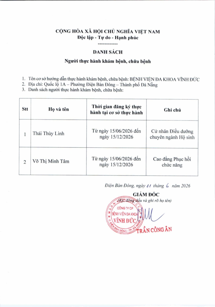BỆNH VIỆN ĐA KHOA VĨNH ĐỨC