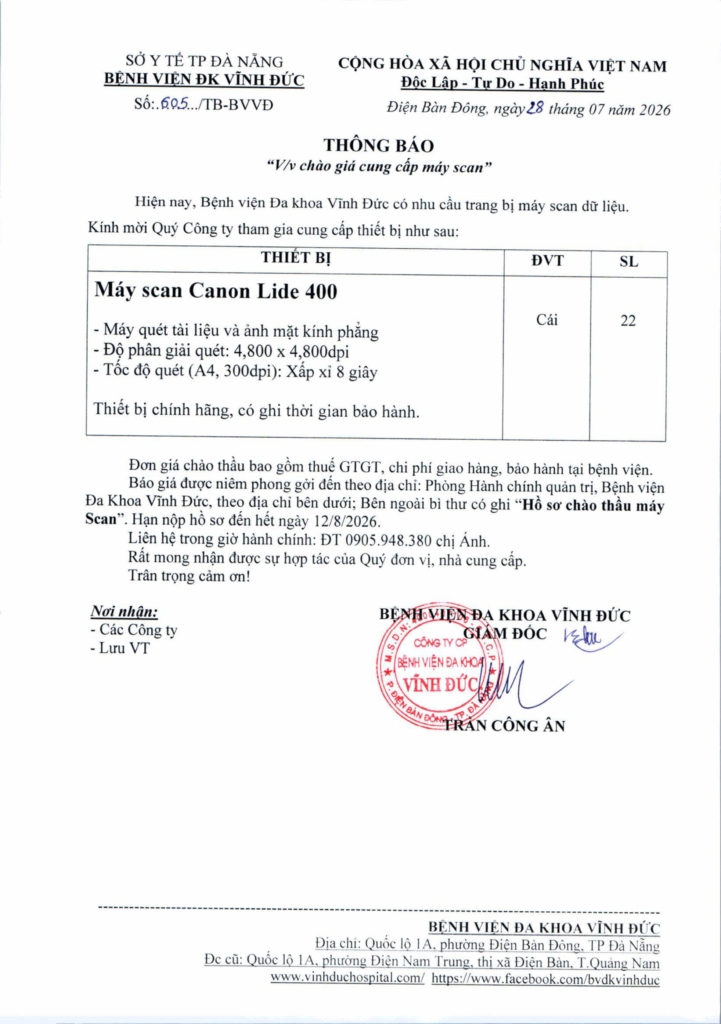 BỆNH VIỆN ĐA KHOA VĨNH ĐỨC