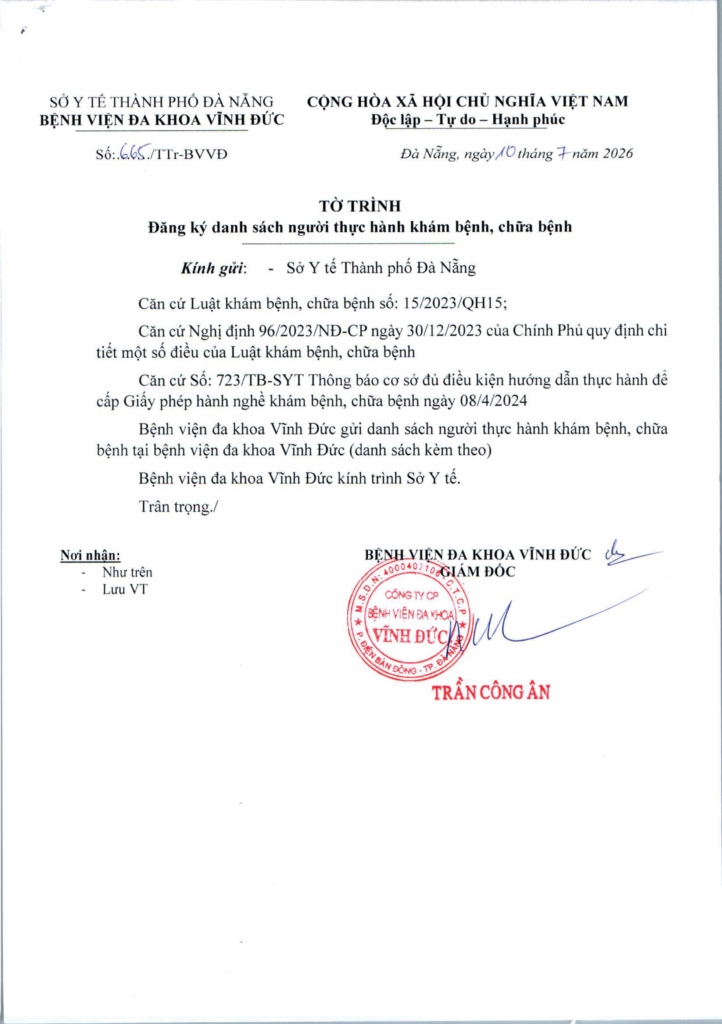 BỆNH VIỆN ĐA KHOA VĨNH ĐỨC