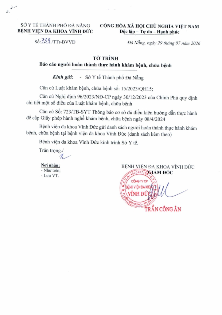 BỆNH VIỆN ĐA KHOA VĨNH ĐỨC