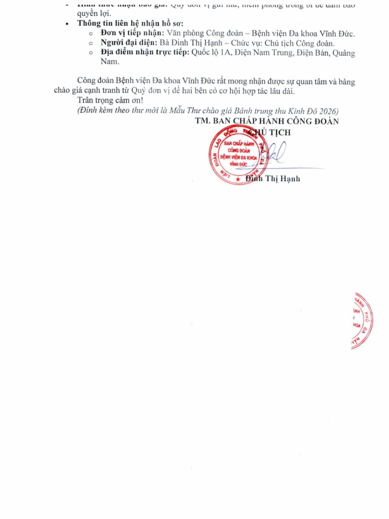 BỆNH VIỆN ĐA KHOA VĨNH ĐỨC