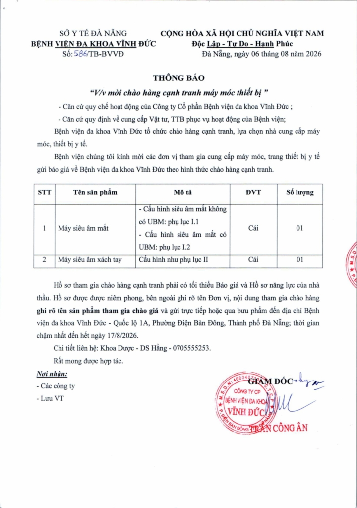 BỆNH VIỆN ĐA KHOA VĨNH ĐỨC