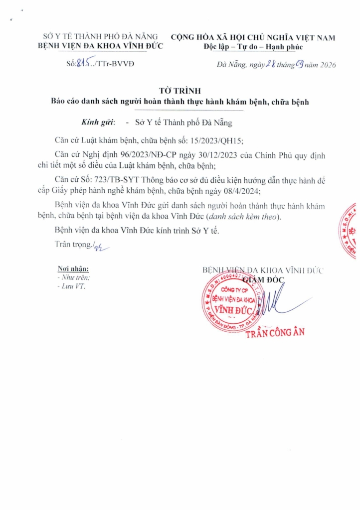 BỆNH VIỆN ĐA KHOA VĨNH ĐỨC