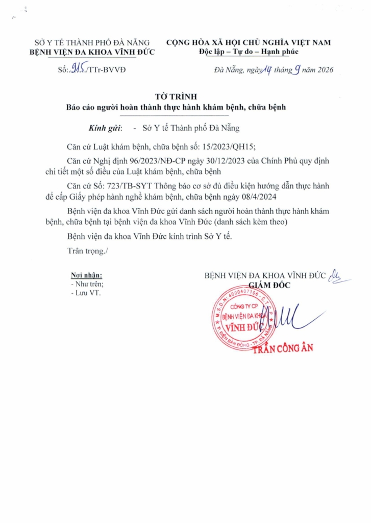 BỆNH VIỆN ĐA KHOA VĨNH ĐỨC