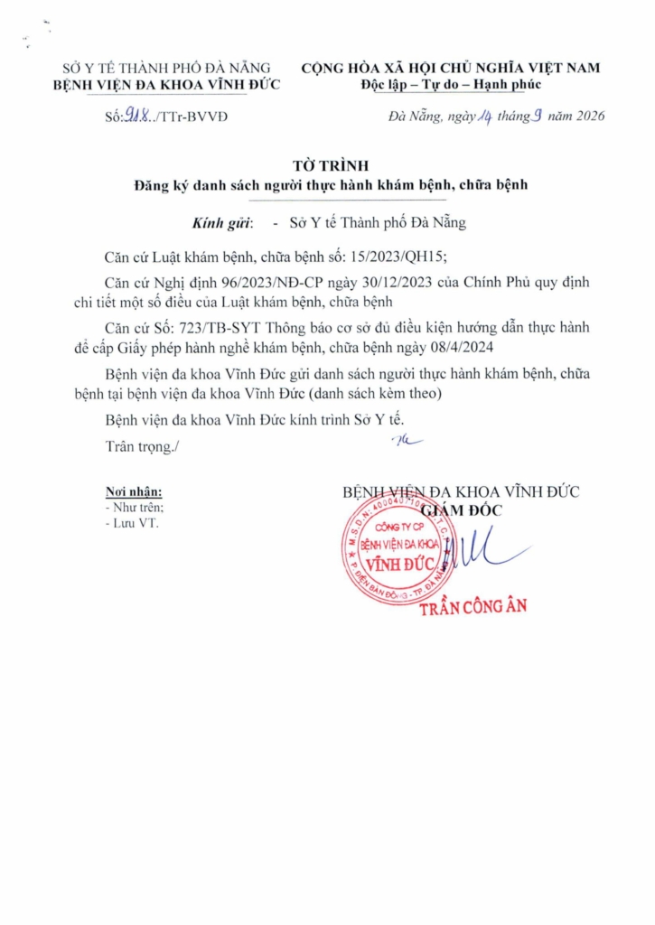 BỆNH VIỆN ĐA KHOA VĨNH ĐỨC