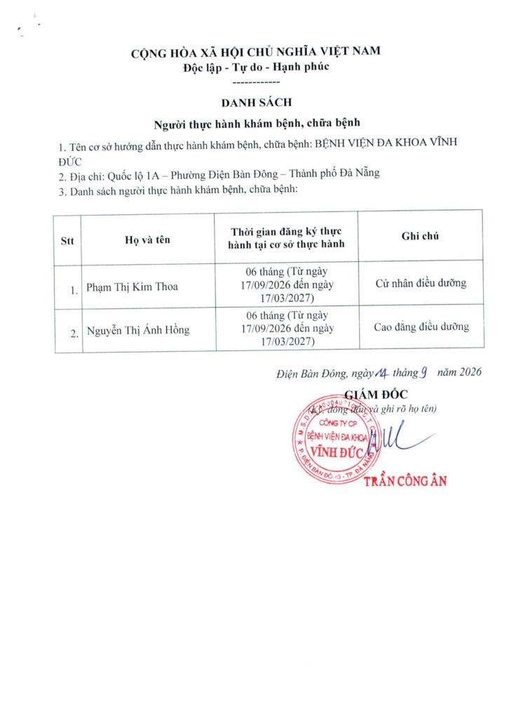 BỆNH VIỆN ĐA KHOA VĨNH ĐỨC