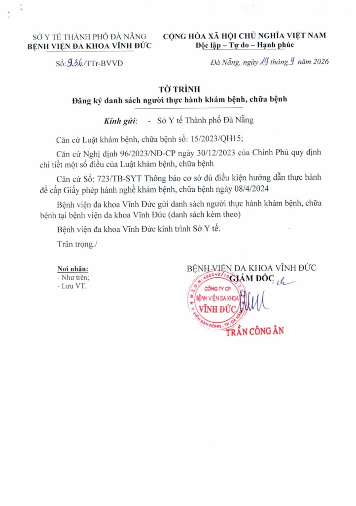 BỆNH VIỆN ĐA KHOA VĨNH ĐỨC