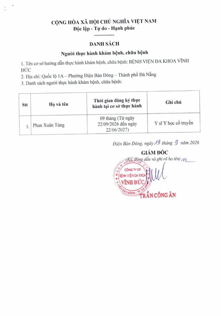BỆNH VIỆN ĐA KHOA VĨNH ĐỨC