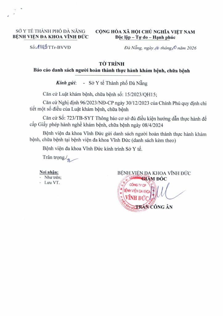 BỆNH VIỆN ĐA KHOA VĨNH ĐỨC