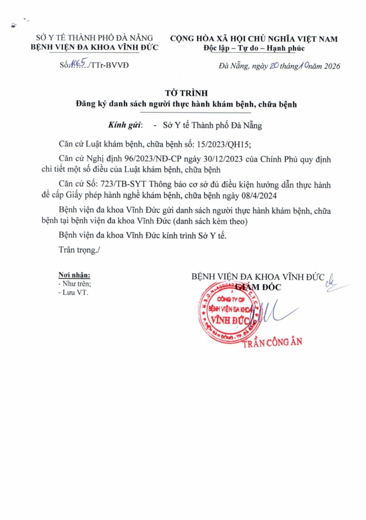 BỆNH VIỆN ĐA KHOA VĨNH ĐỨC
